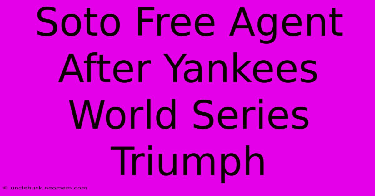 Soto Free Agent After Yankees World Series Triumph