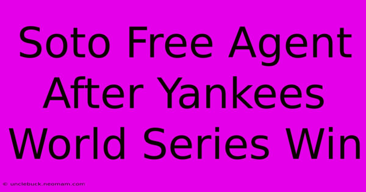 Soto Free Agent After Yankees World Series Win