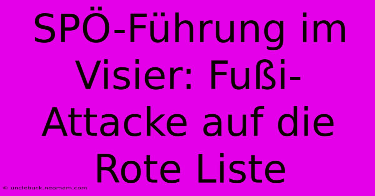 SPÖ-Führung Im Visier: Fußi-Attacke Auf Die Rote Liste 