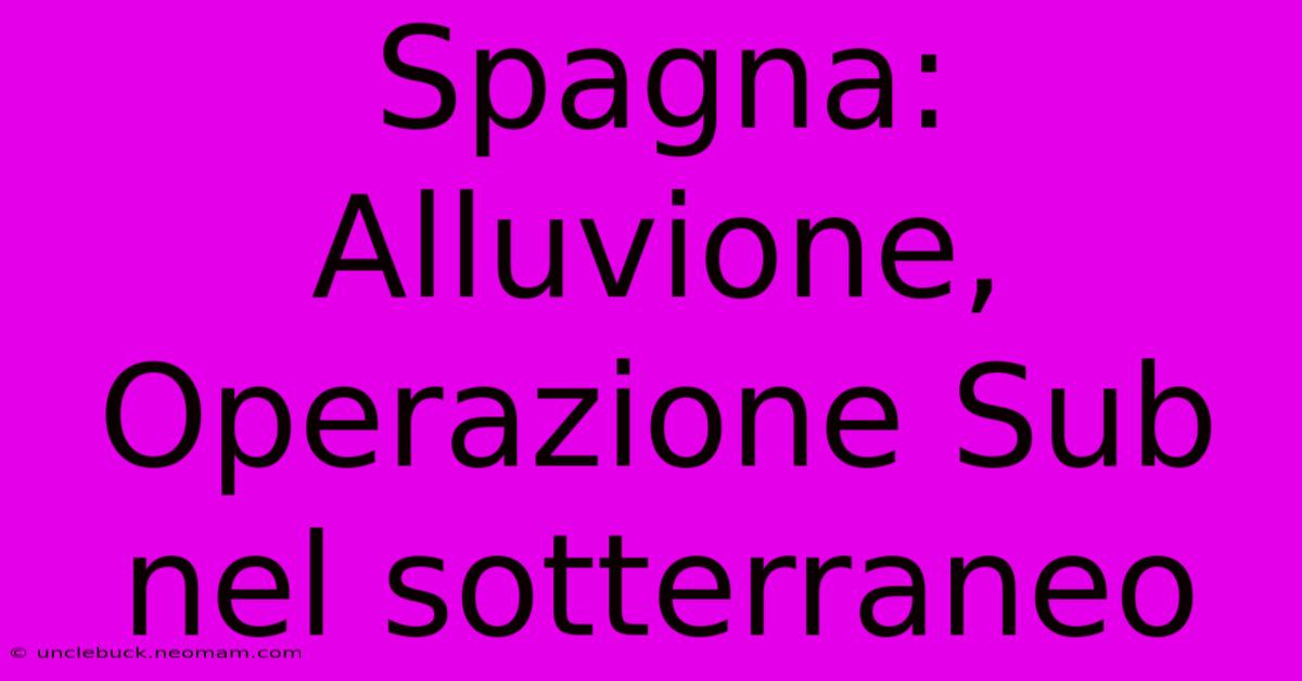 Spagna: Alluvione, Operazione Sub Nel Sotterraneo