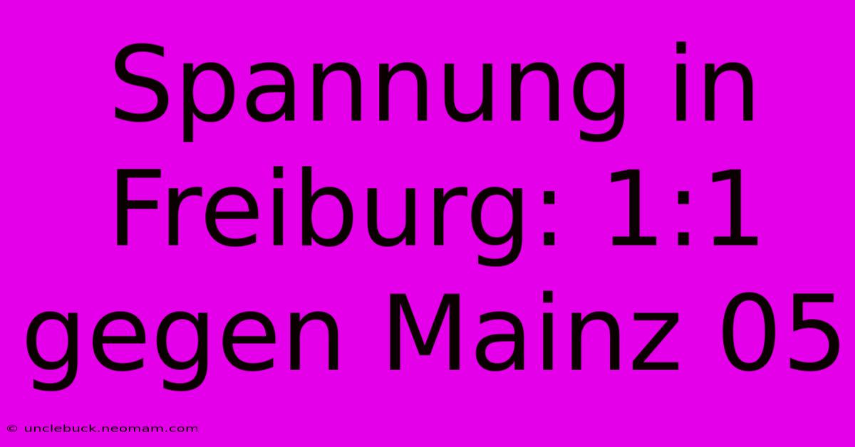 Spannung In Freiburg: 1:1 Gegen Mainz 05