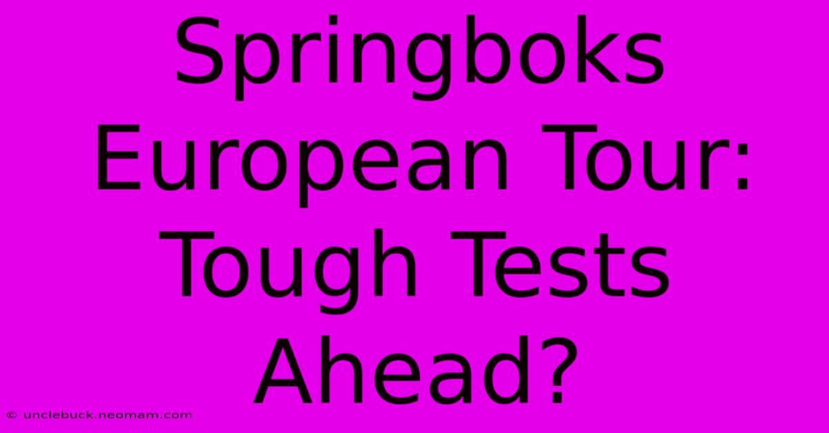 Springboks European Tour:  Tough Tests Ahead?