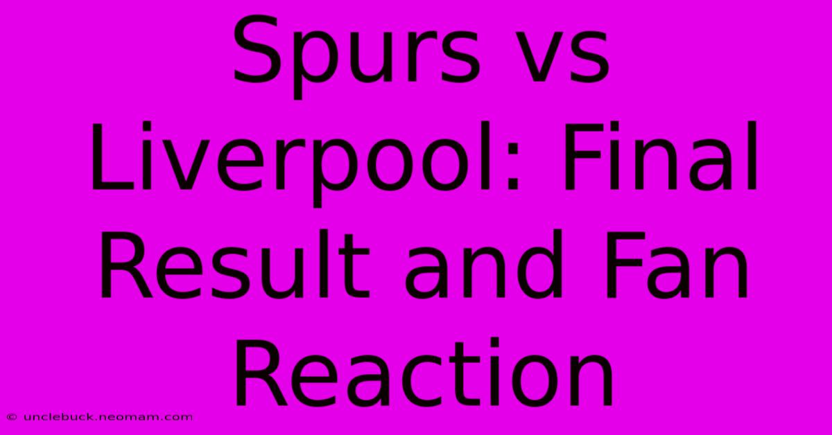 Spurs Vs Liverpool: Final Result And Fan Reaction