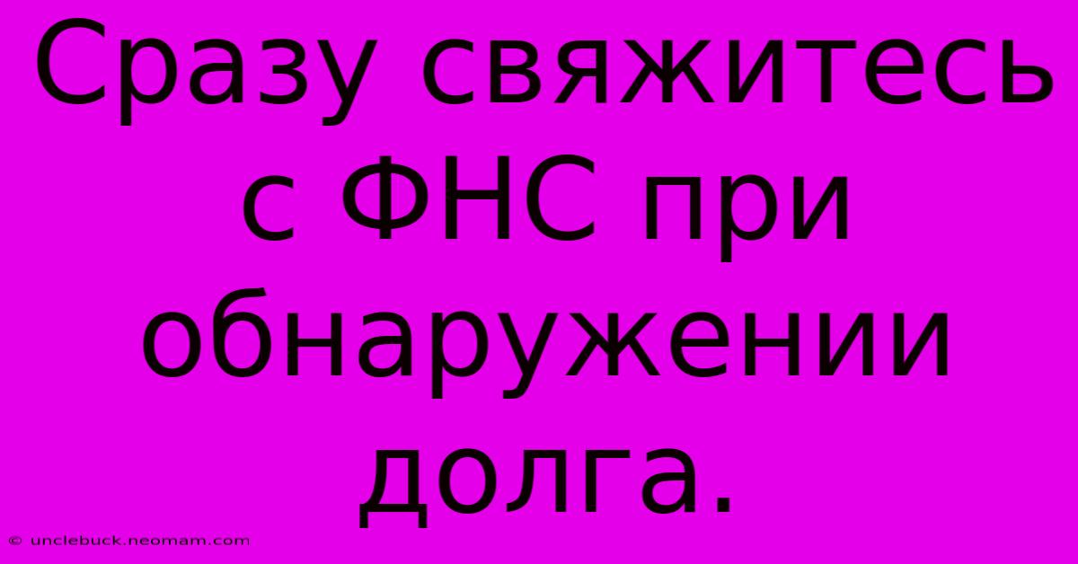 Сразу Свяжитесь С ФНС При Обнаружении Долга.