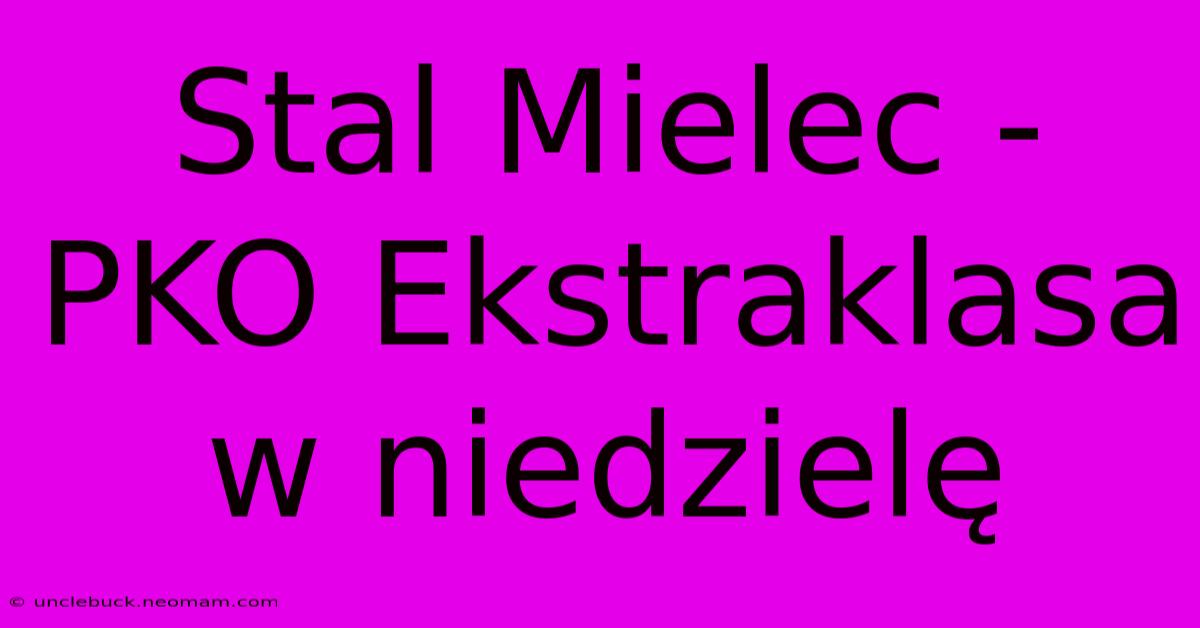 Stal Mielec - PKO Ekstraklasa W Niedzielę