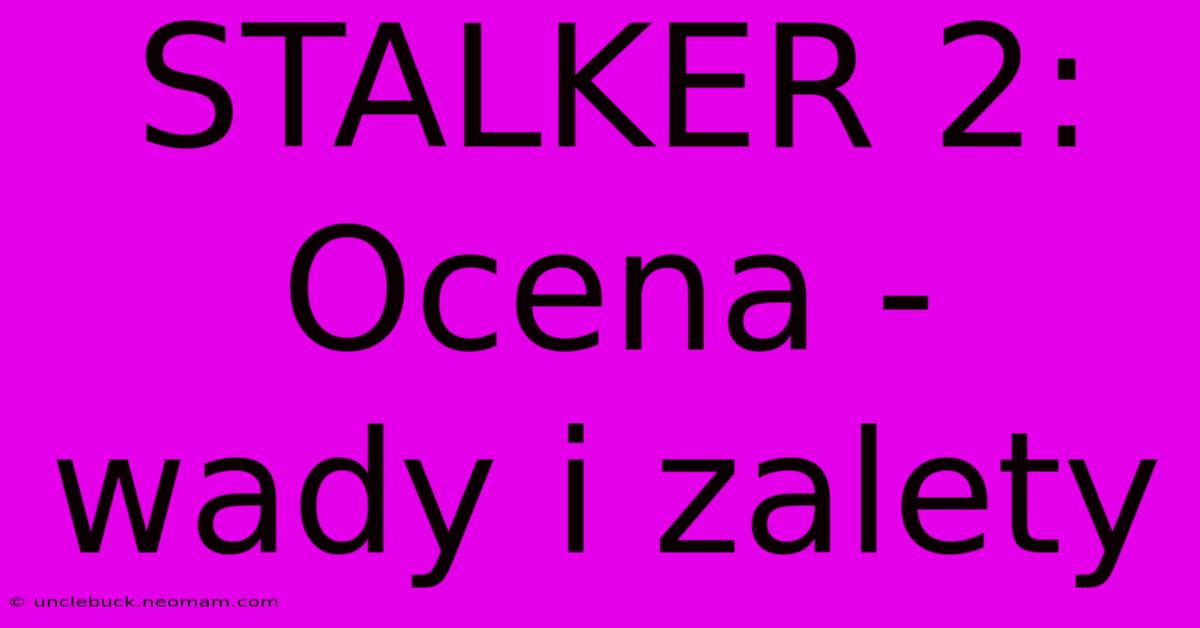 STALKER 2: Ocena - Wady I Zalety