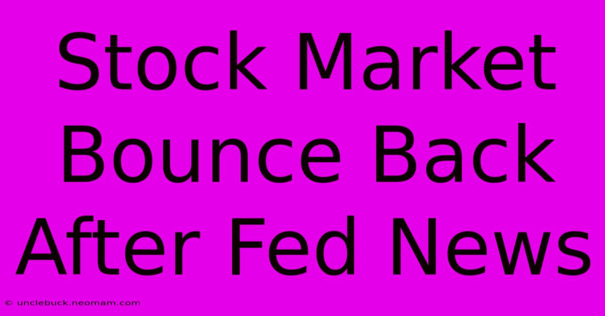 Stock Market Bounce Back After Fed News