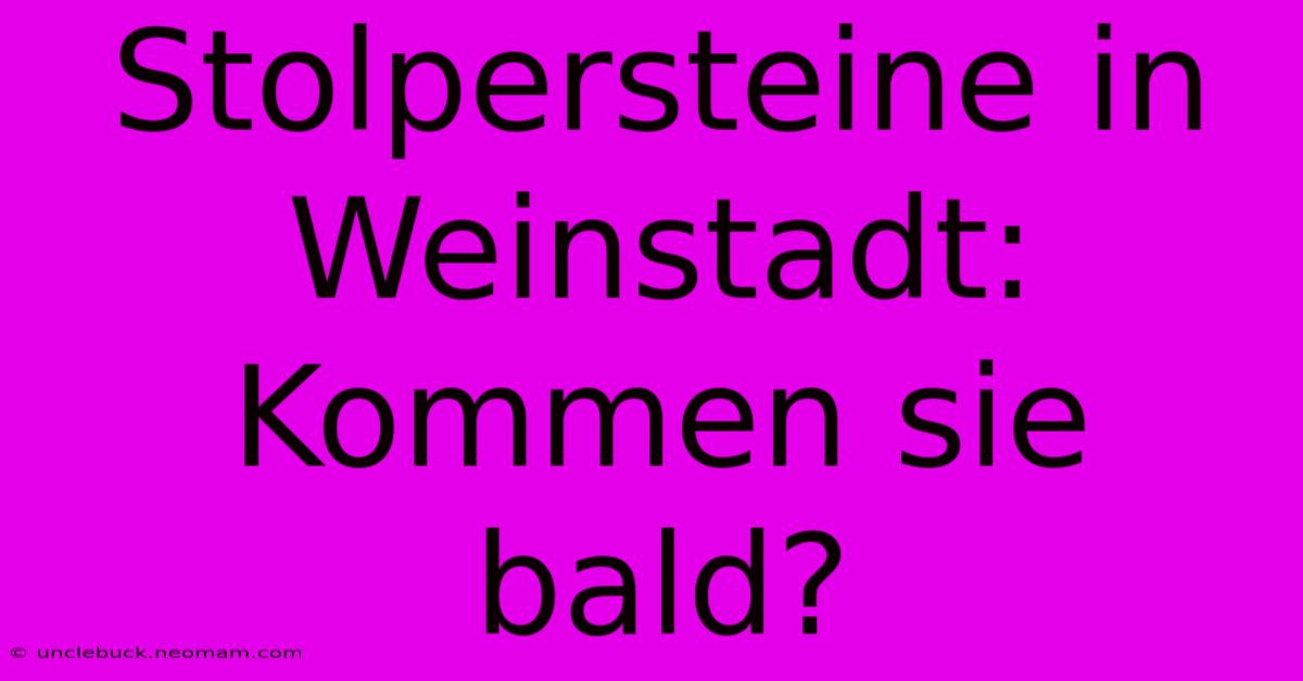 Stolpersteine In Weinstadt: Kommen Sie Bald?