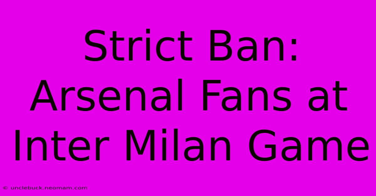 Strict Ban: Arsenal Fans At Inter Milan Game 