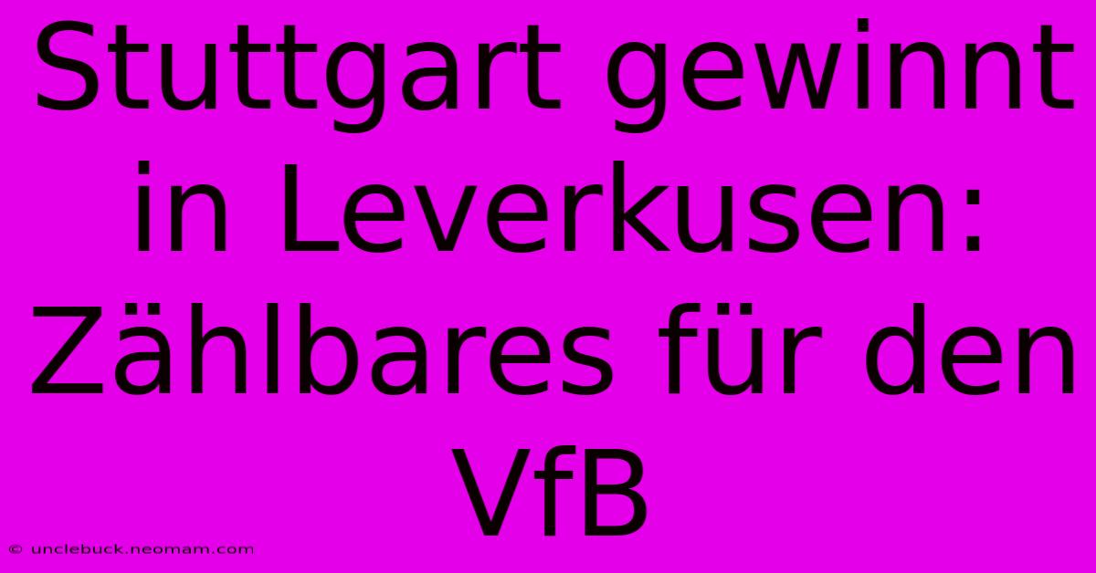 Stuttgart Gewinnt In Leverkusen: Zählbares Für Den VfB