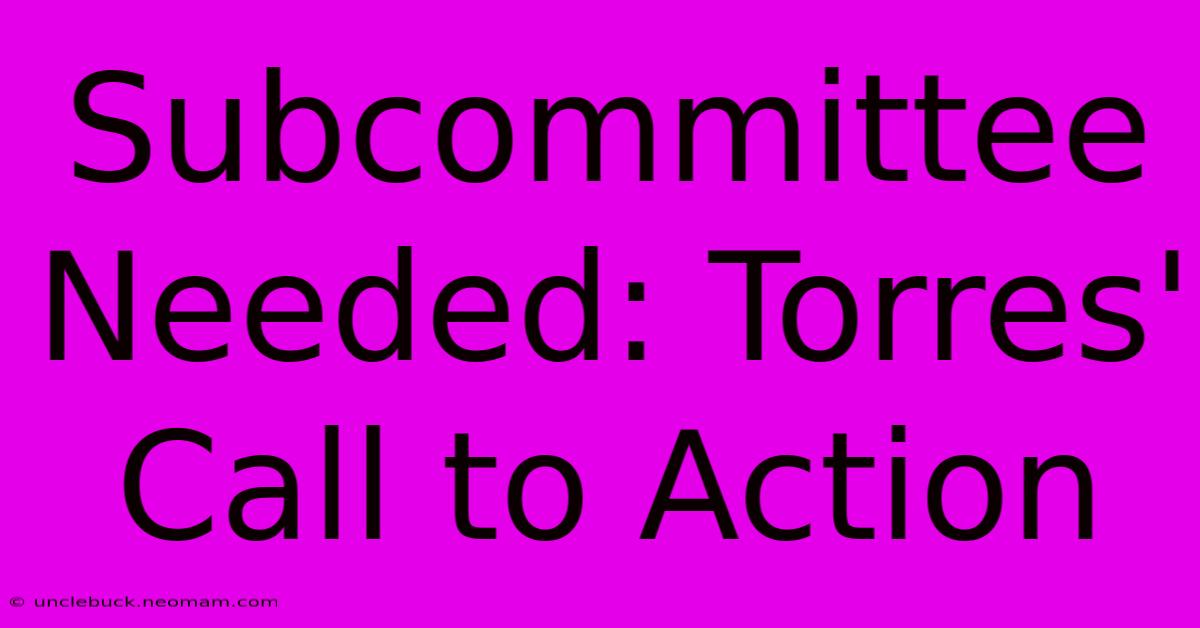 Subcommittee Needed: Torres' Call To Action