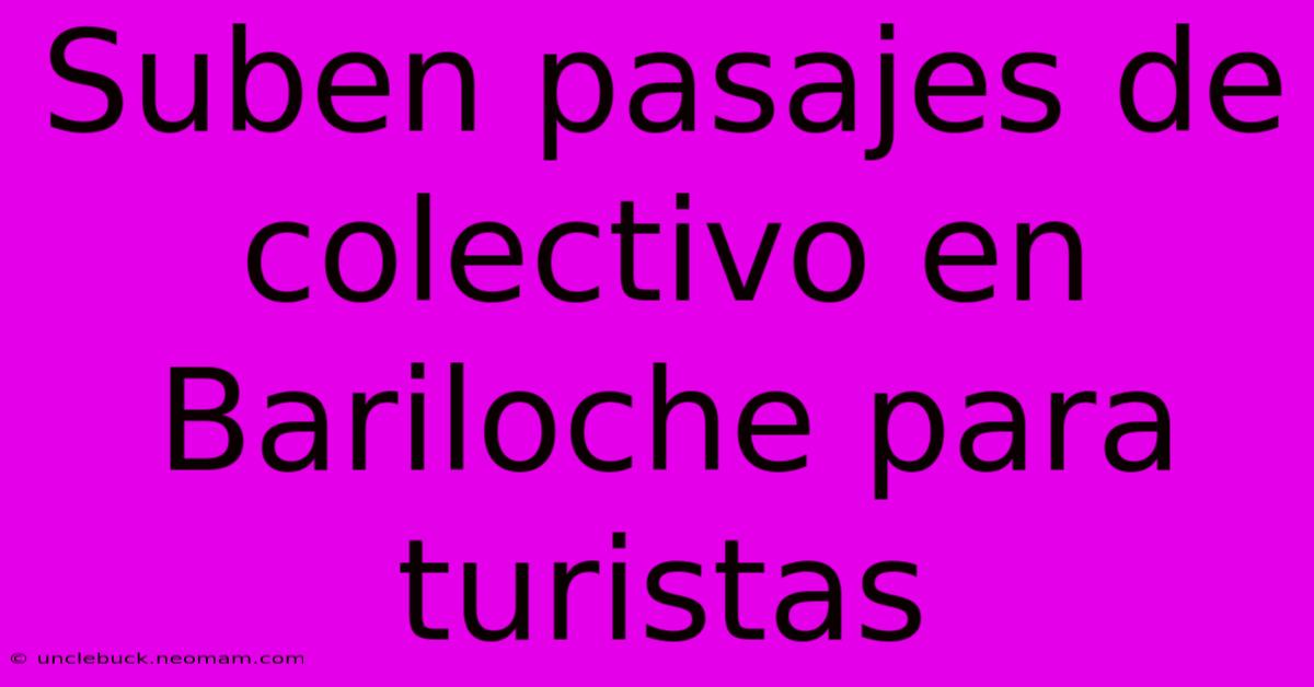 Suben Pasajes De Colectivo En Bariloche Para Turistas