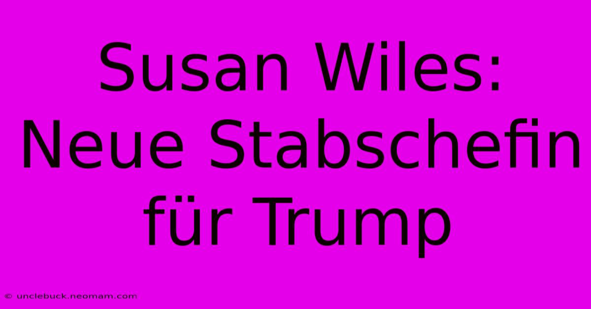 Susan Wiles: Neue Stabschefin Für Trump