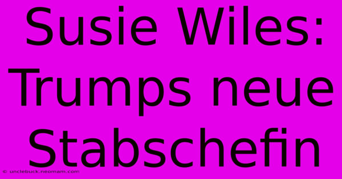 Susie Wiles: Trumps Neue Stabschefin