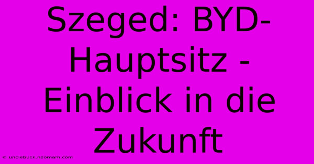 Szeged: BYD-Hauptsitz - Einblick In Die Zukunft 