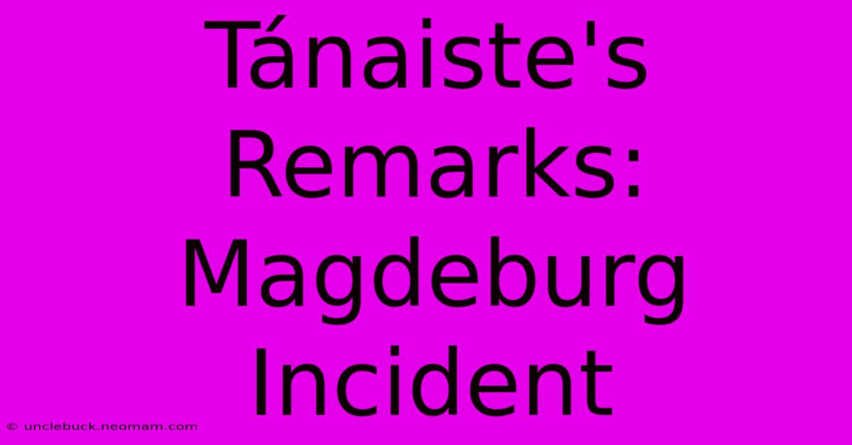 Tánaiste's Remarks: Magdeburg Incident