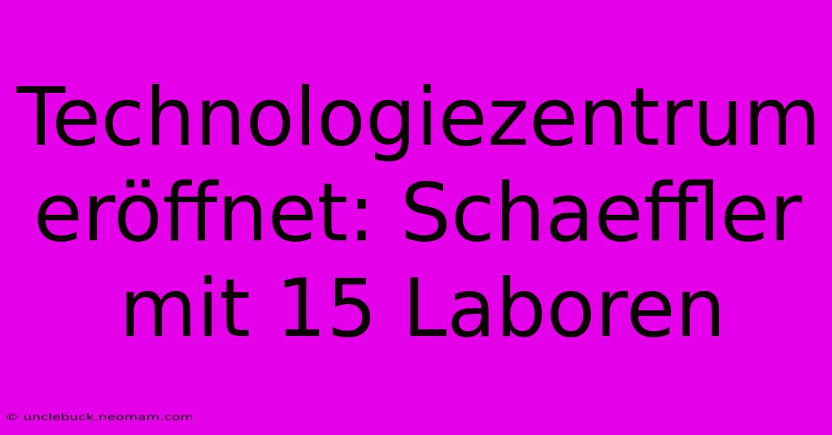 Technologiezentrum Eröffnet: Schaeffler Mit 15 Laboren