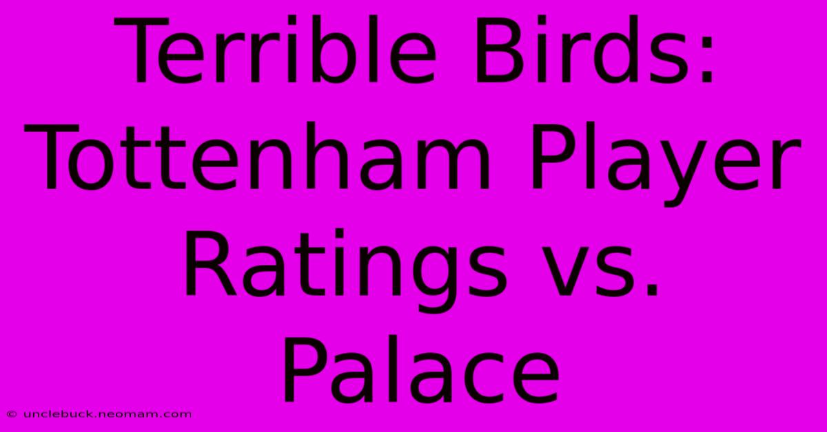 Terrible Birds: Tottenham Player Ratings Vs. Palace 