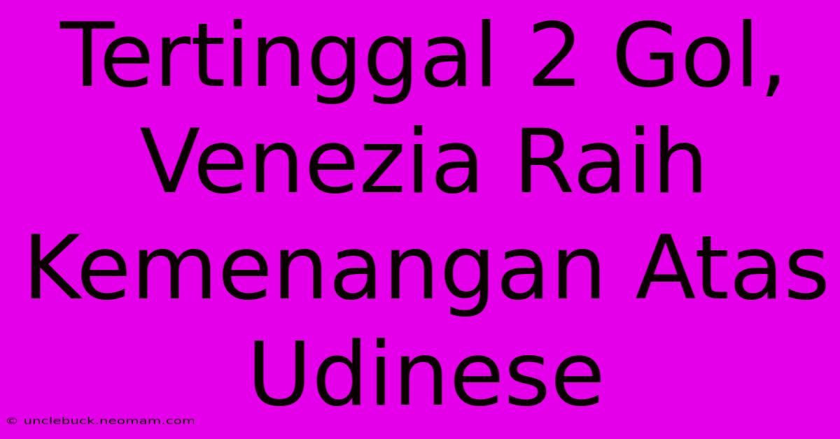 Tertinggal 2 Gol, Venezia Raih Kemenangan Atas Udinese