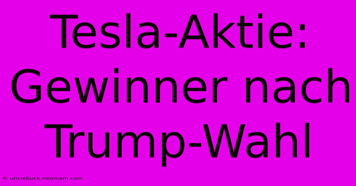 Tesla-Aktie: Gewinner Nach Trump-Wahl 