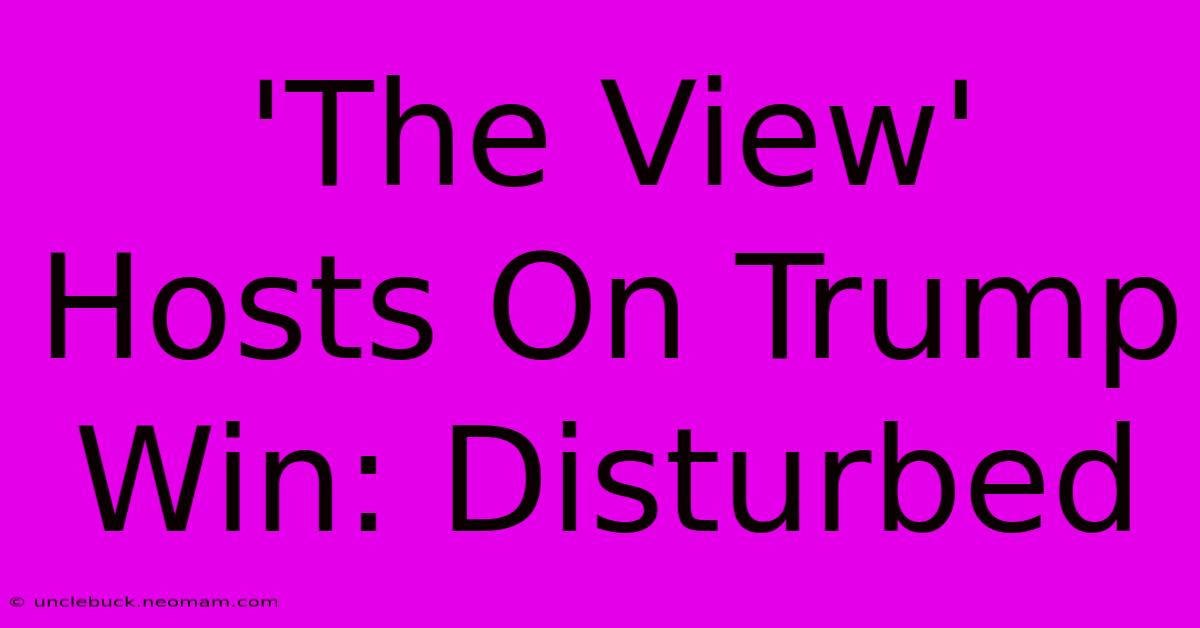 'The View' Hosts On Trump Win: Disturbed