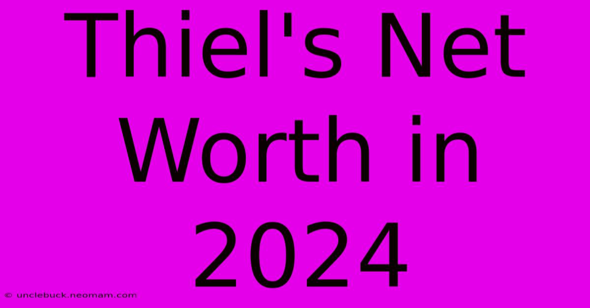 Thiel's Net Worth In 2024