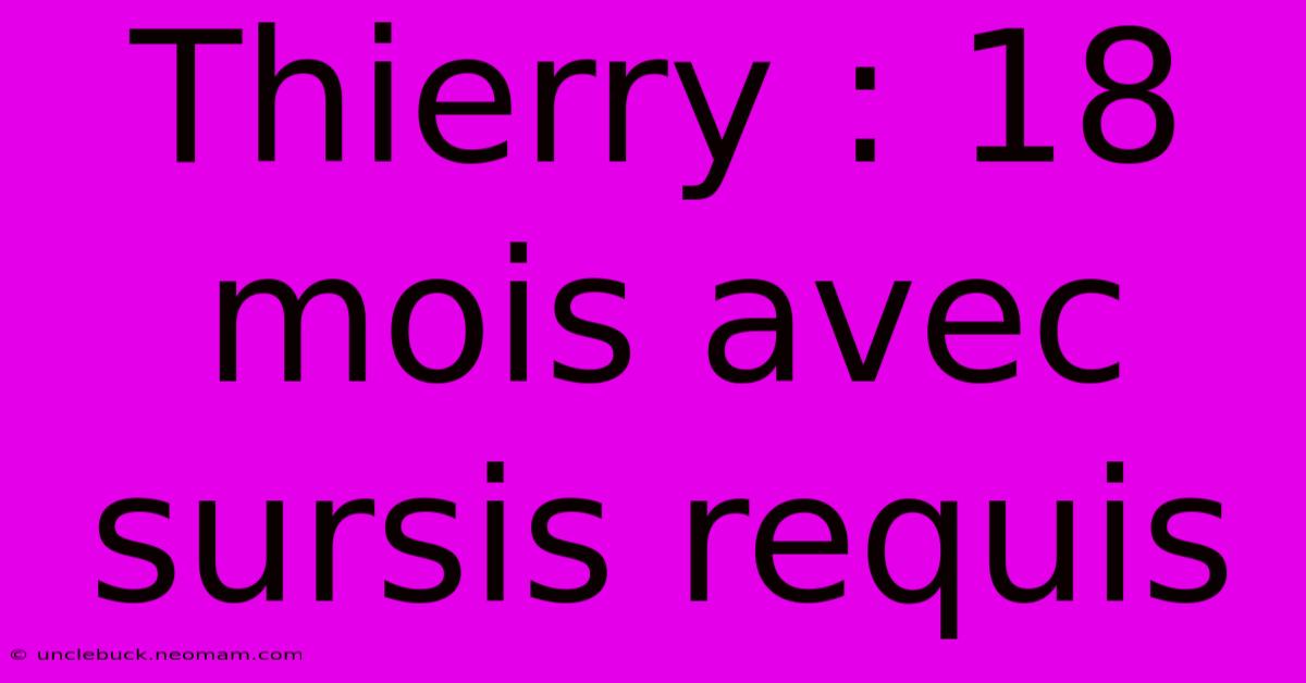 Thierry : 18 Mois Avec Sursis Requis