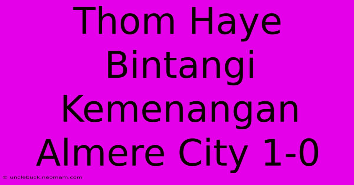 Thom Haye Bintangi Kemenangan Almere City 1-0