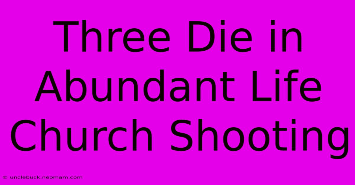 Three Die In Abundant Life Church Shooting