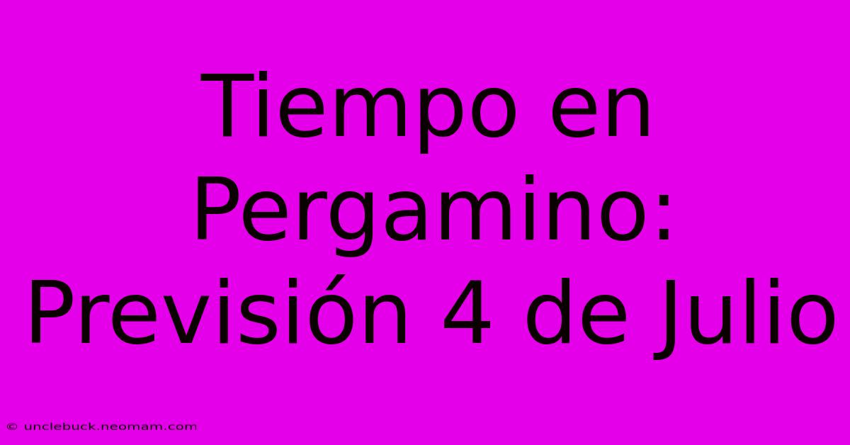 Tiempo En Pergamino: Previsión 4 De Julio