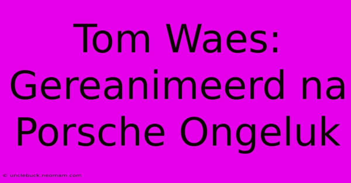 Tom Waes: Gereanimeerd Na Porsche Ongeluk