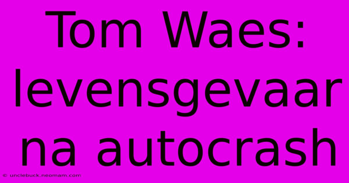 Tom Waes: Levensgevaar Na Autocrash