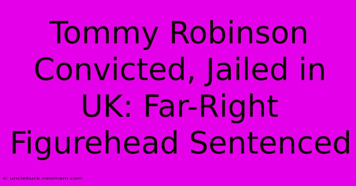 Tommy Robinson Convicted, Jailed In UK: Far-Right Figurehead Sentenced