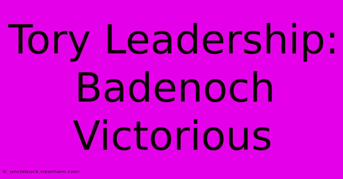 Tory Leadership: Badenoch Victorious