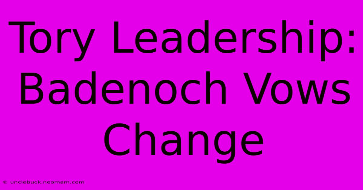 Tory Leadership: Badenoch Vows Change