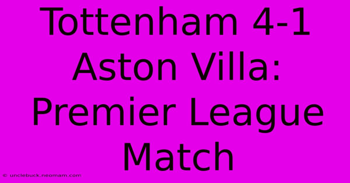 Tottenham 4-1 Aston Villa: Premier League Match