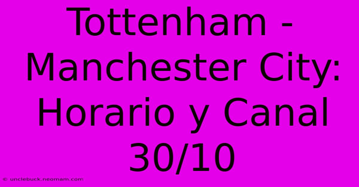 Tottenham - Manchester City: Horario Y Canal 30/10