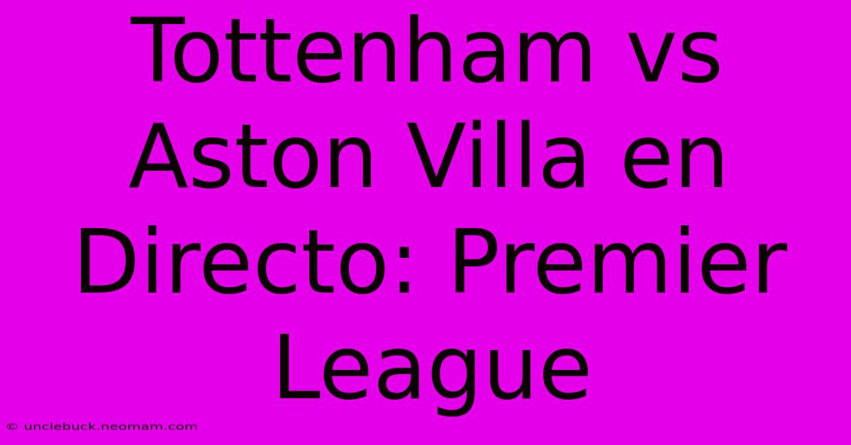 Tottenham Vs Aston Villa En Directo: Premier League