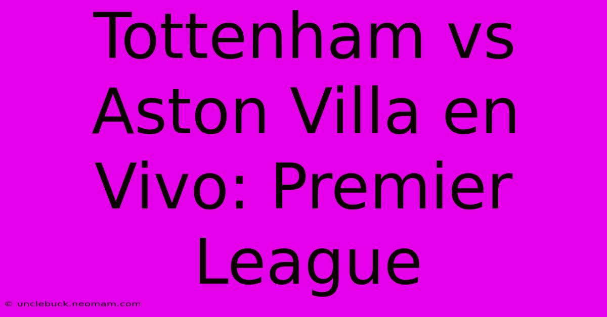 Tottenham Vs Aston Villa En Vivo: Premier League