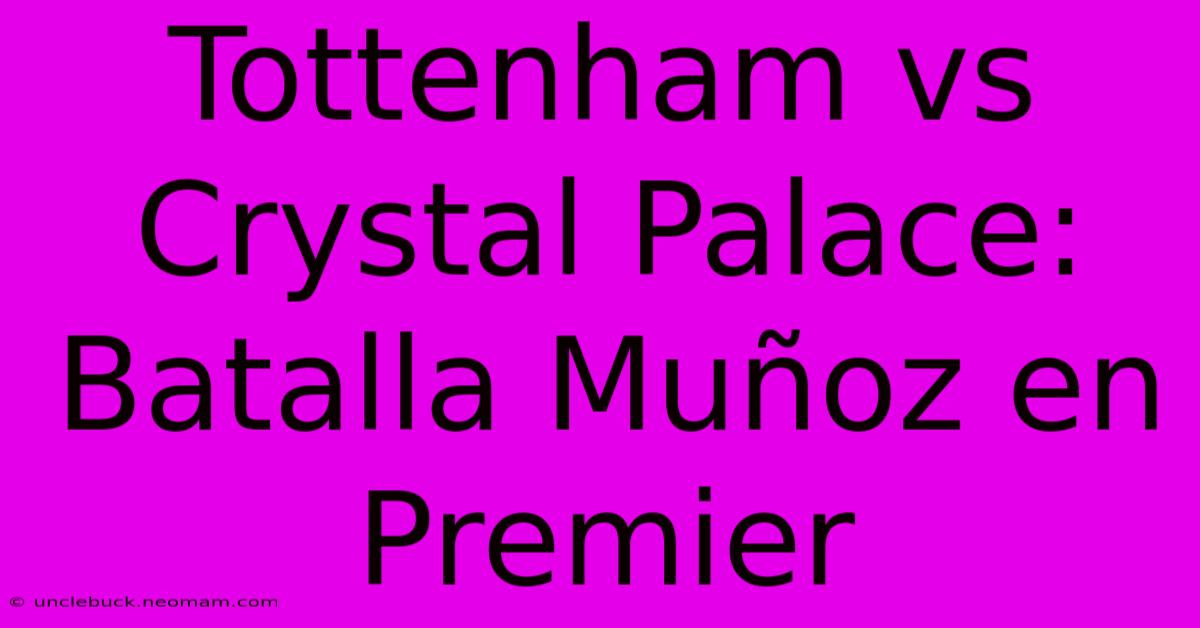 Tottenham Vs Crystal Palace: Batalla Muñoz En Premier