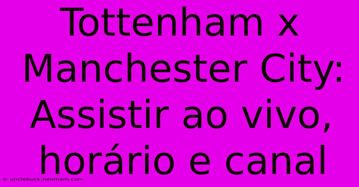 Tottenham X Manchester City: Assistir Ao Vivo, Horário E Canal