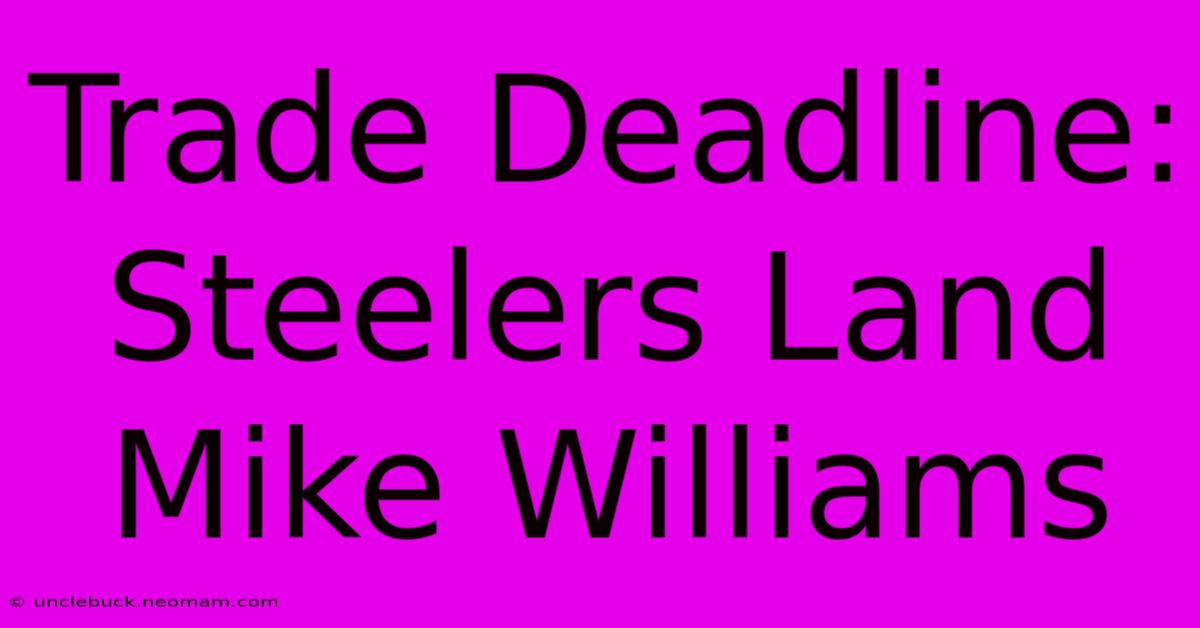 Trade Deadline: Steelers Land Mike Williams 