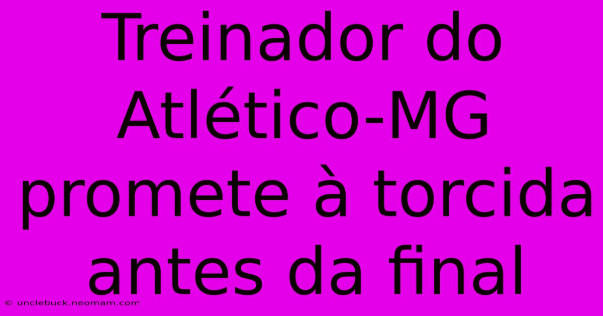 Treinador Do Atlético-MG Promete À Torcida Antes Da Final