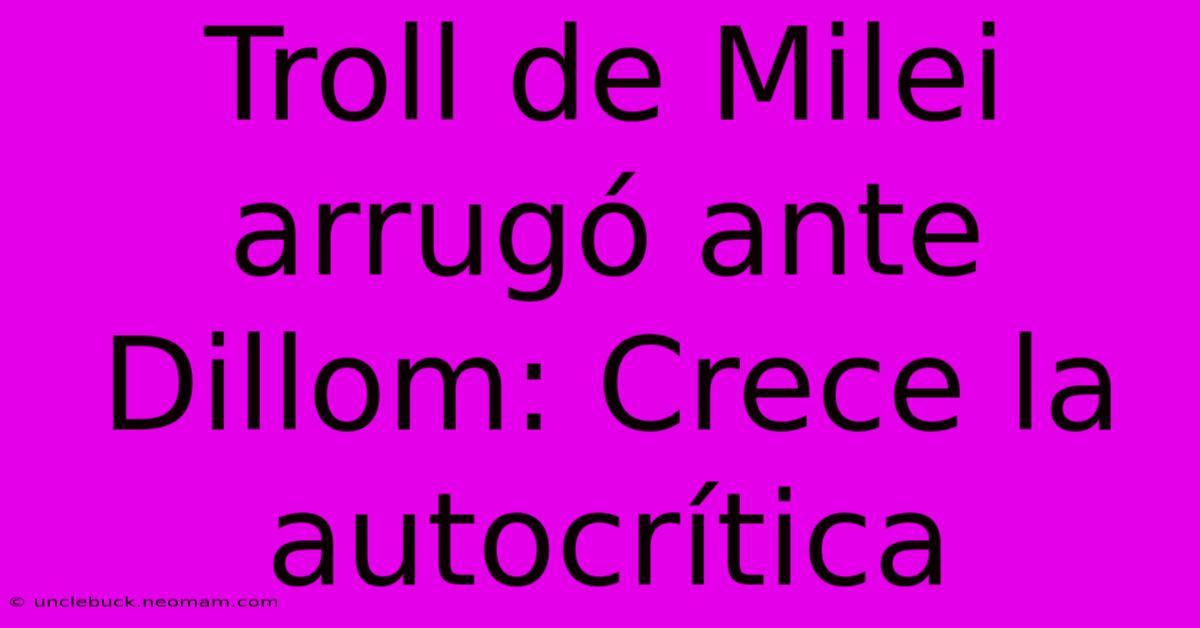 Troll De Milei Arrugó Ante Dillom: Crece La Autocrítica