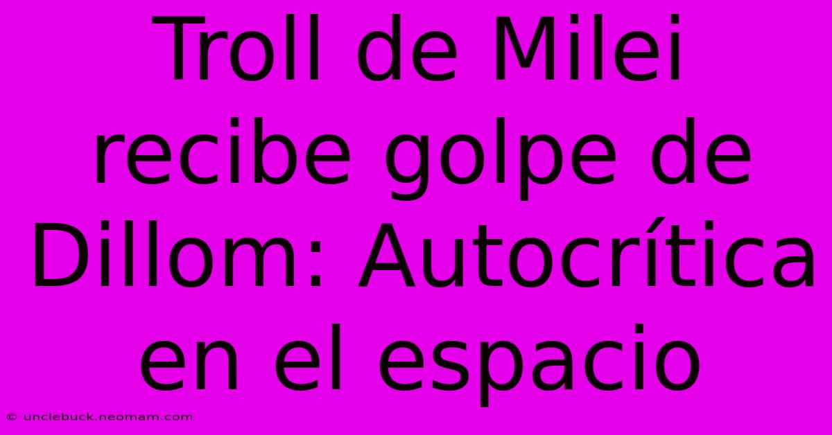 Troll De Milei Recibe Golpe De Dillom: Autocrítica En El Espacio