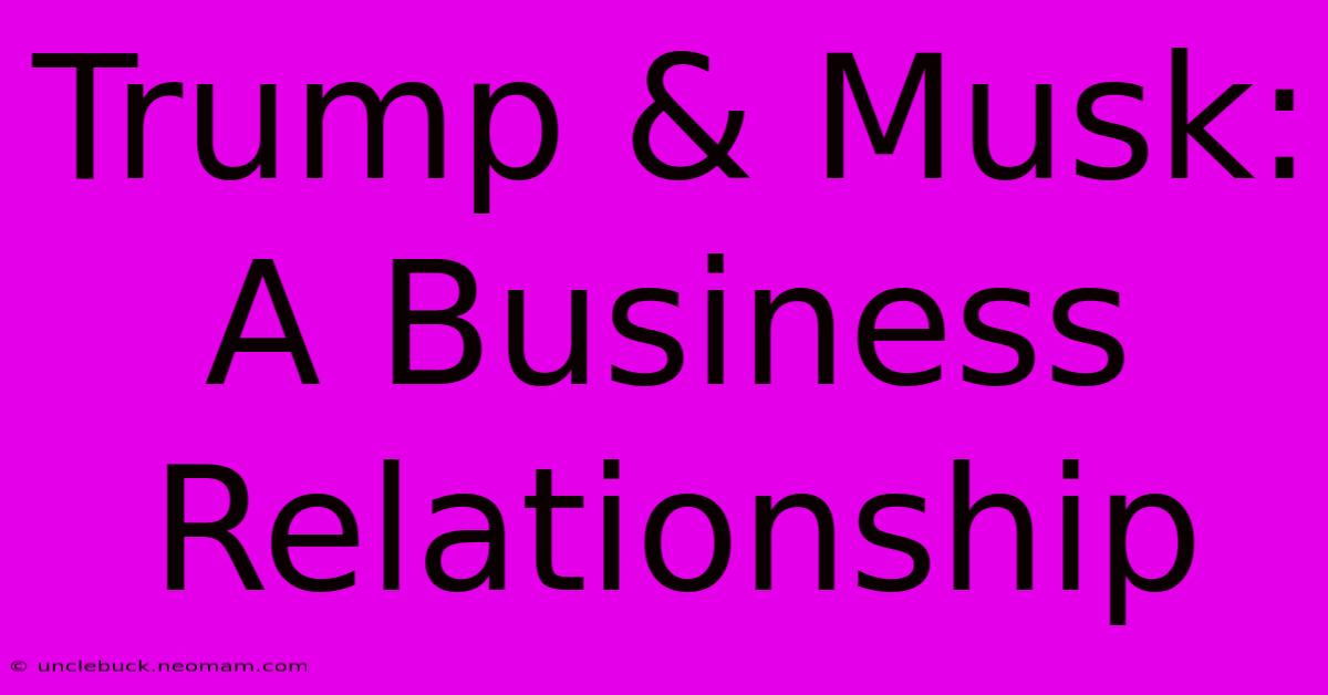 Trump & Musk: A Business Relationship 