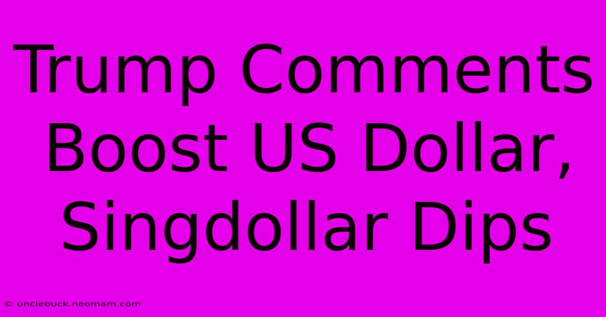 Trump Comments Boost US Dollar, Singdollar Dips 