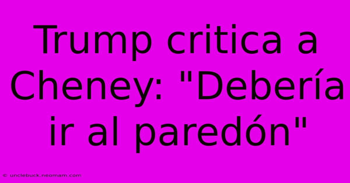 Trump Critica A Cheney: 