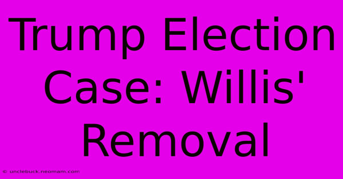 Trump Election Case: Willis' Removal