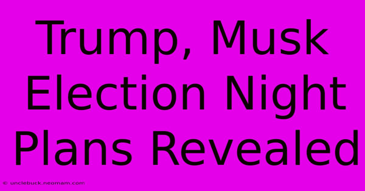 Trump, Musk Election Night Plans Revealed